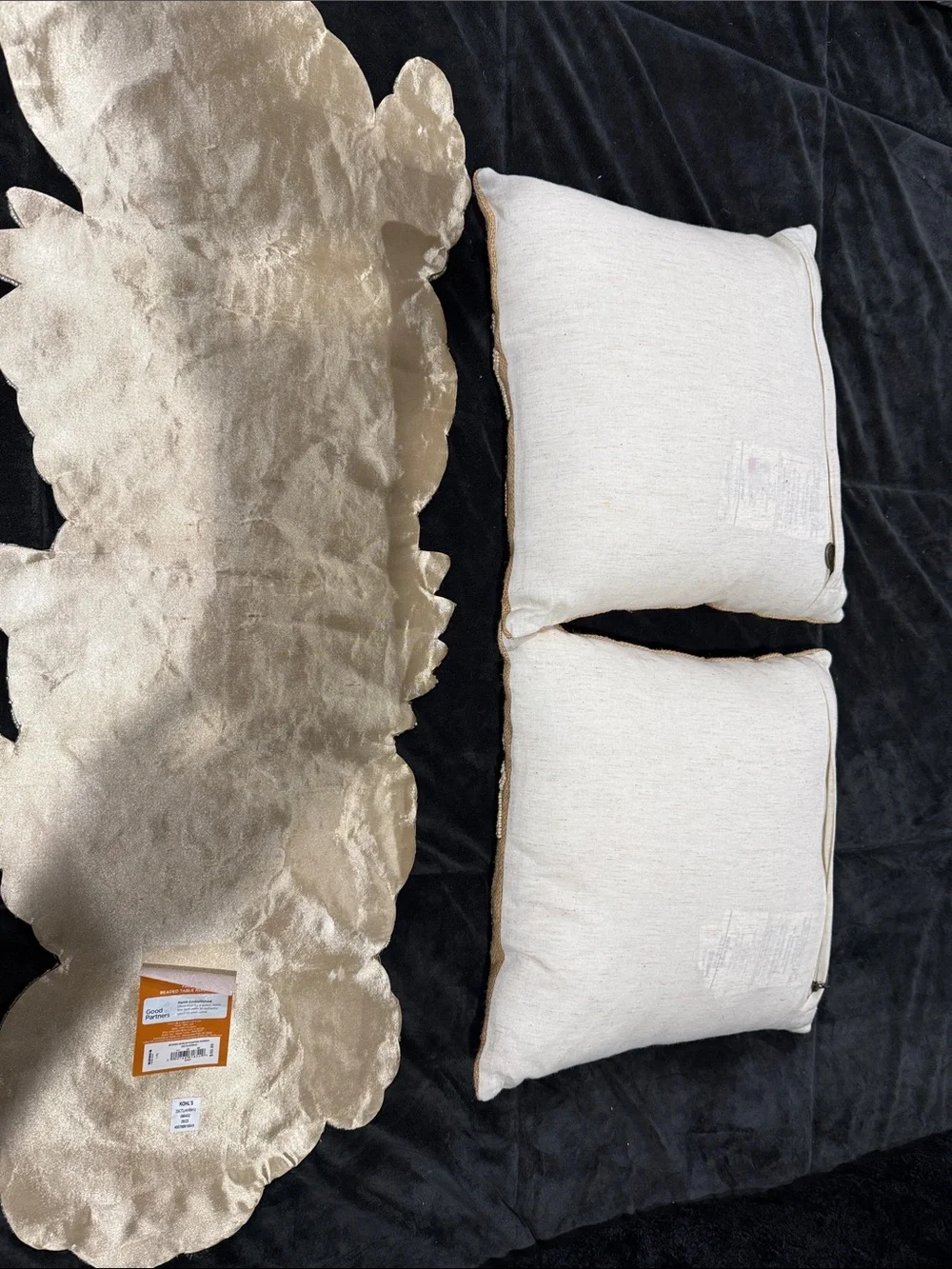 Pier1 Matching Pillows/Kohl’s Brown & Cream Pumpkin Embroidered Table Runner
